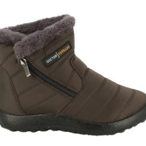 Bota acolchoada com pêlo e fecho – castanho