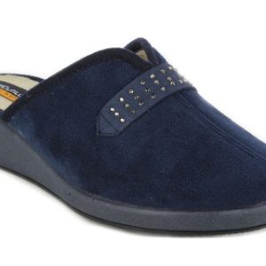 Chinelo aveludado com cunha – Marinho