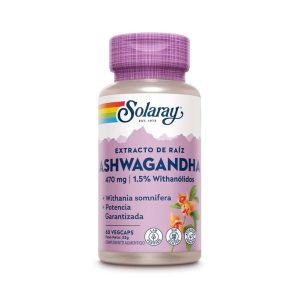Extrato de Raíz de Ashwagandha 470mg 60 Cápsulas Solaray