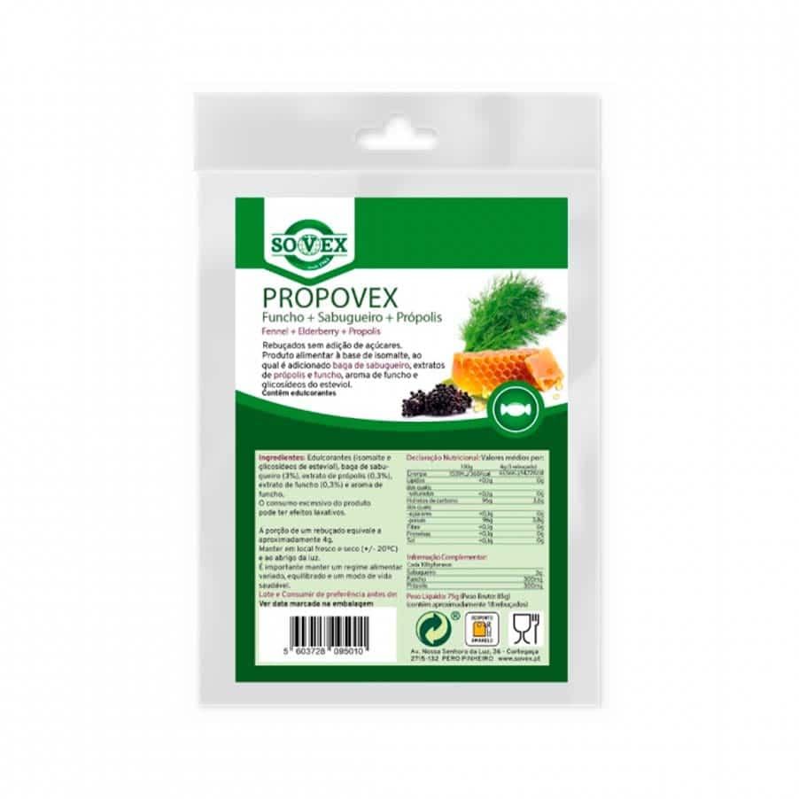 Propovex Rebuçados Funcho+Sabugueiro+Propólis 75g Sovex