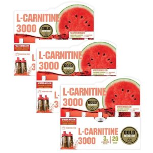 L-Carnitina Melancia 3000 mg Pack 3 x 20 Ampolas Gold Nutrition
