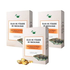 Óleo de Fígado de Bacalhau Pack 3 x 30 Cápsulas Peixe Verde
