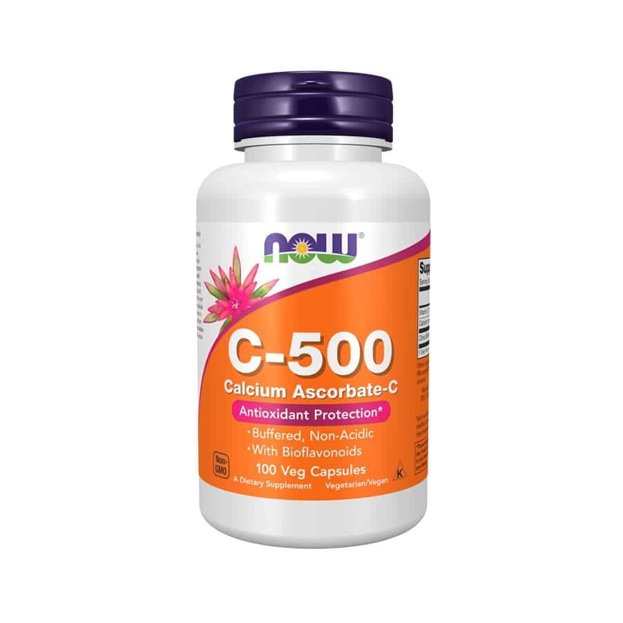 Vitamina C-500 Calcium Ascorbate (Não Ácida) 100 Cápsulas Now Foods
