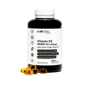 Vitamina D3 4000IU 300 Cápsulas Hivital