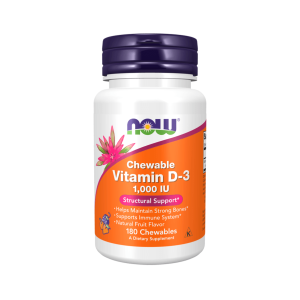 Vitamina D3 1000 UI 180 Losangos Mastigáveis Now Foods